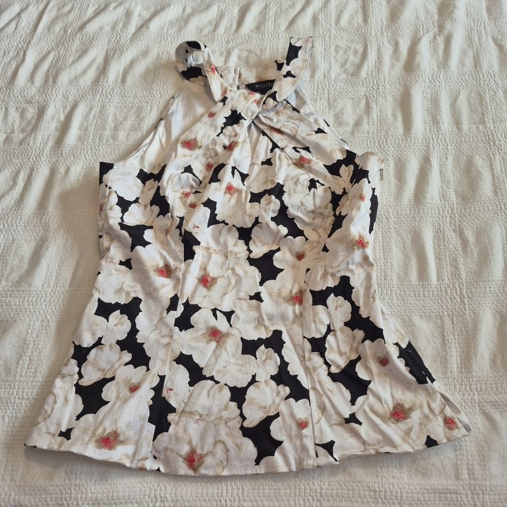 White House Black Market women's size 4 floral print dressy tank top VGUC